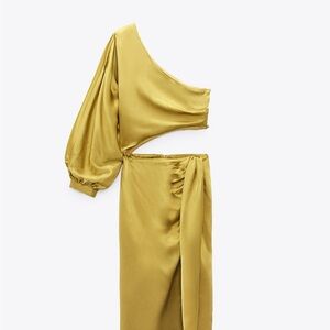 Zara Gold One-Shoulder Dress